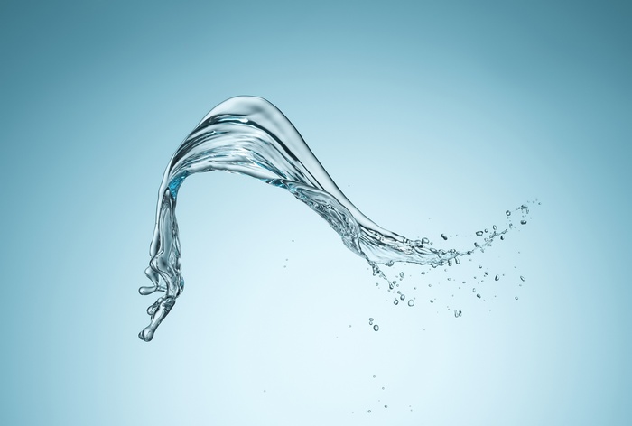 Water splash with blue background