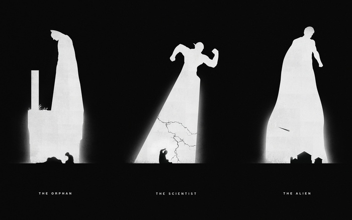 Batman, The Flash, and Superman origins