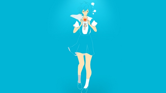 Ayanami Rei underwater with a glowing heart