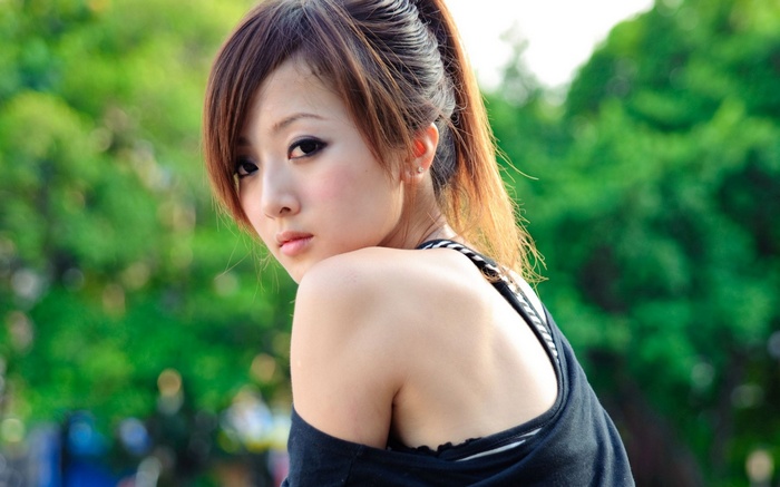 Mikako Zhang Kaijie looking at viewer outdoors