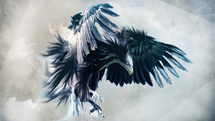Artwork of a dark eagle in flight