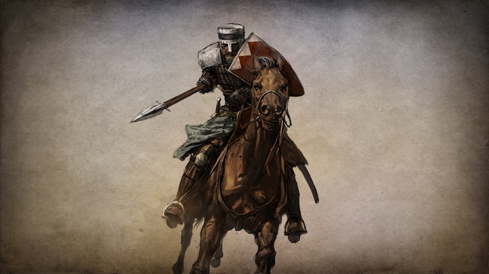 Knight on horseback with spear and shield