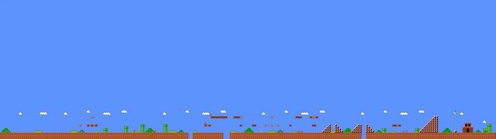 Super Mario Bros. level with pipes and blocks