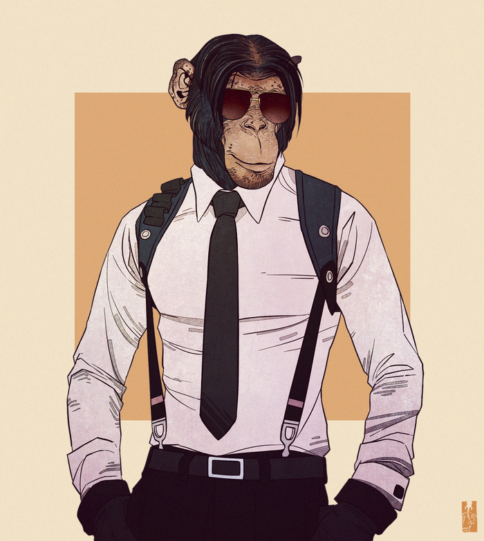 Zarnala the Anthropomorphic Chimpanzee in a Suit
