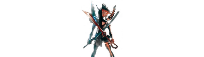 Ryuuko Matoi and Satsuki Kiryuin with swords