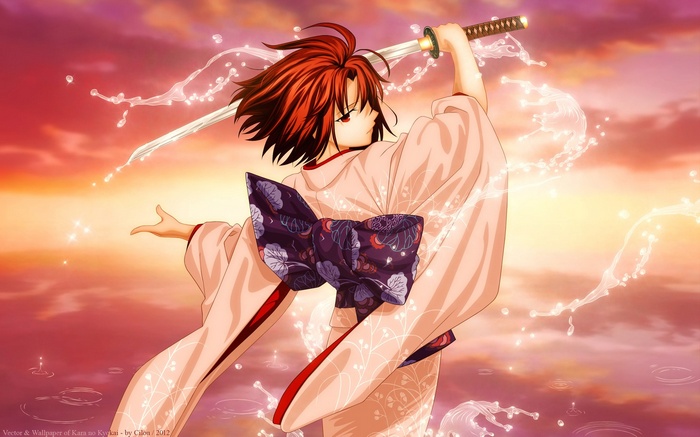 Ryougi Shiki with Katana in Kimono