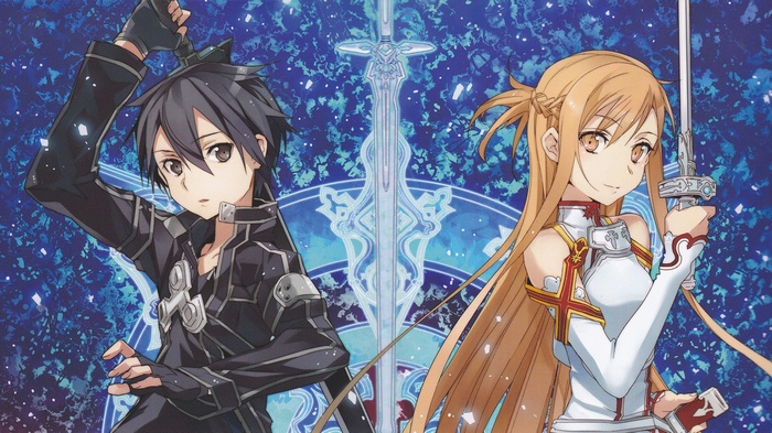 Sword Art Online: Kirito and Asuna with a large sword