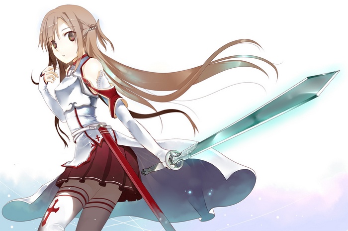Asuna Yuuki with a glowing sword from Sword Art Online
