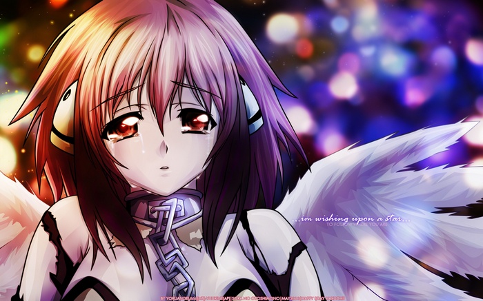 Sora no Otoshimono anime girl with wings crying