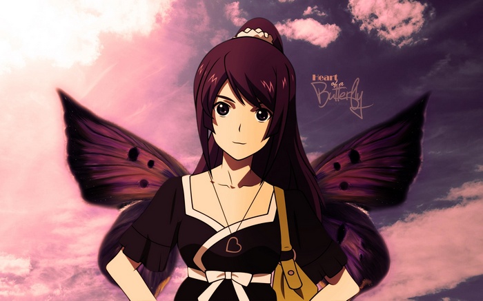 Senjougahara Hitagi with Butterfly Wings