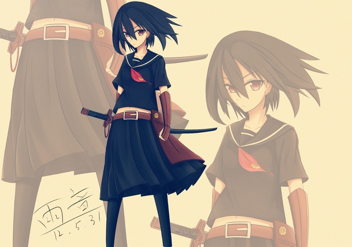 Kurome from Akame ga Kill! with swords