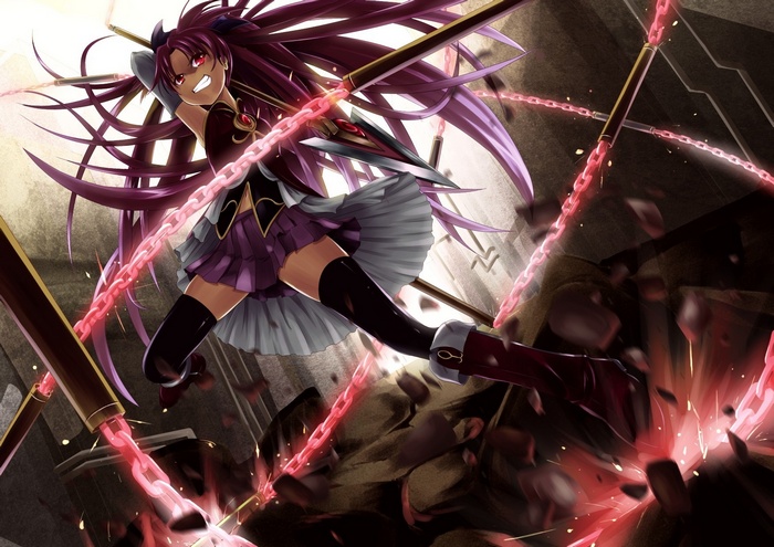 Sakura Kyoko from Mahou Shoujo Madoka Magica with chains