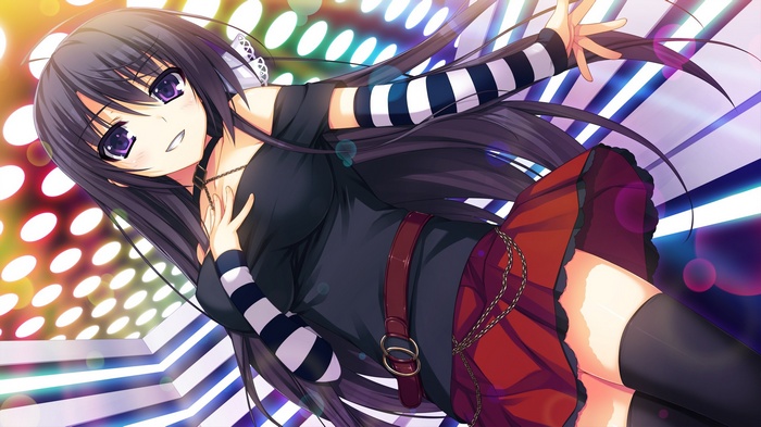Anime girl with purple eyes and dark hair
