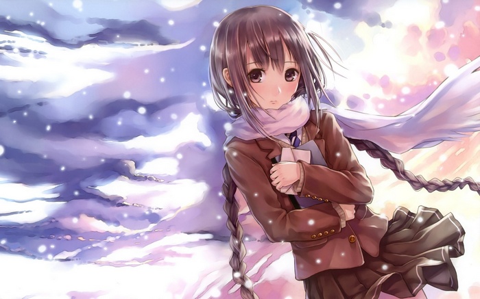 Anime girl with twintails in a school uniform