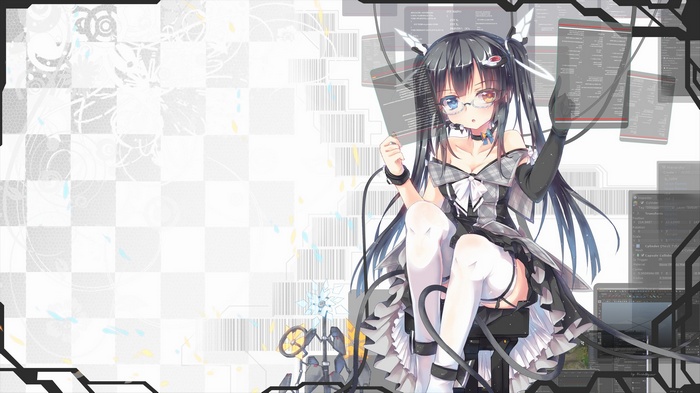 Anime Girl with Glasses and Thigh-Highs
