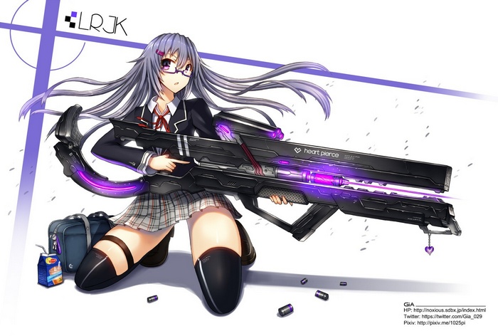 Anime girl with a large railgun