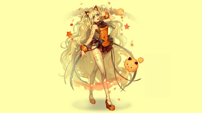 SeeU anime girl with cat ears and cookies
