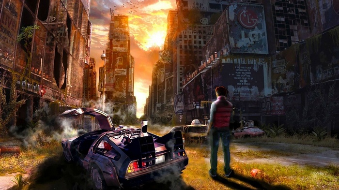DeLorean Digital Art Time Artwork Science Fiction Concept Art Back to the Future Fantasy Art