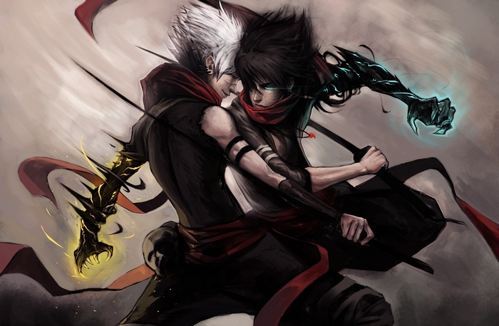 Two anime warriors locked in combat