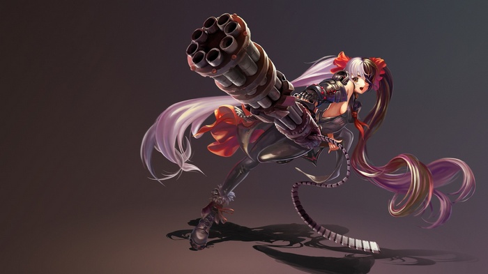 Anime girl with Gatling gun from Blade and Soul