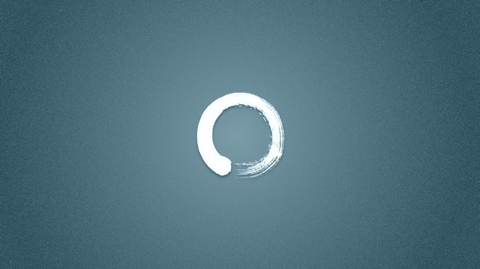 White Enso Circle on a Textured Blue Background