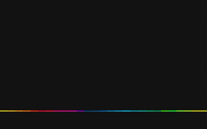 Minimalist abstract rainbow line on black