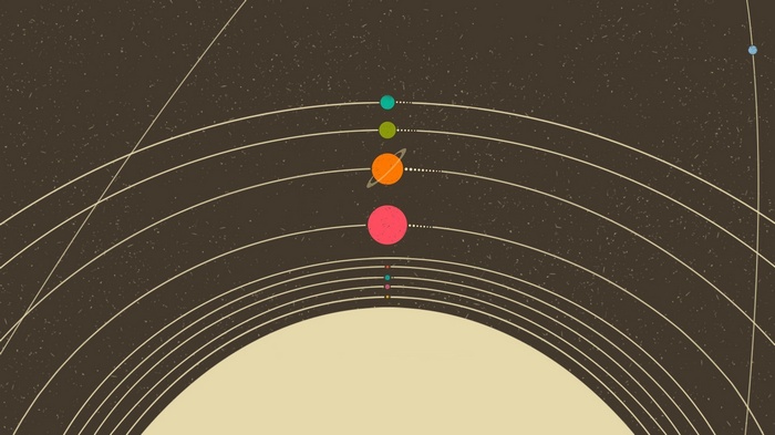 Minimalist artwork of the Solar System
