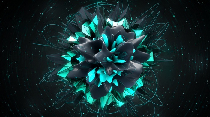 Abstract 3D digital art with geometric shapes