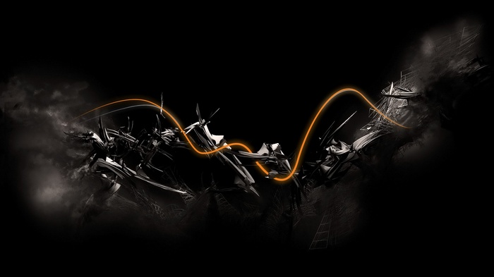 Abstract 3D digital art with orange waves