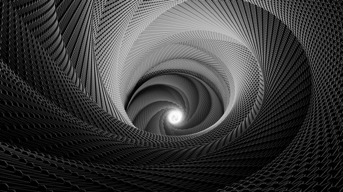Monochrome abstract digital art tunnel