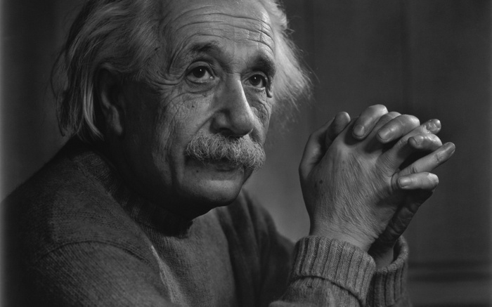 Monochrome portrait of Albert Einstein