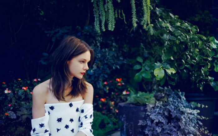 Carey Mulligan in a garden setting