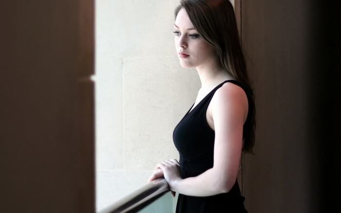 Imogen Dyer in a black dress