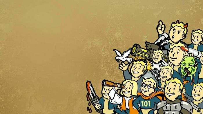 Fallout Vault Boy characters with weapons
