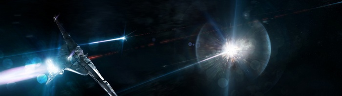 Spaceship in a space battle with a planet