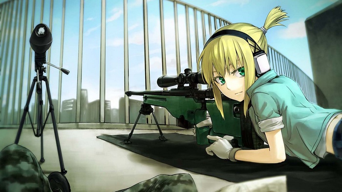 sniper rifle snipers anime anime girls Iris Material Sniper Accuracy International Arctic Warfare