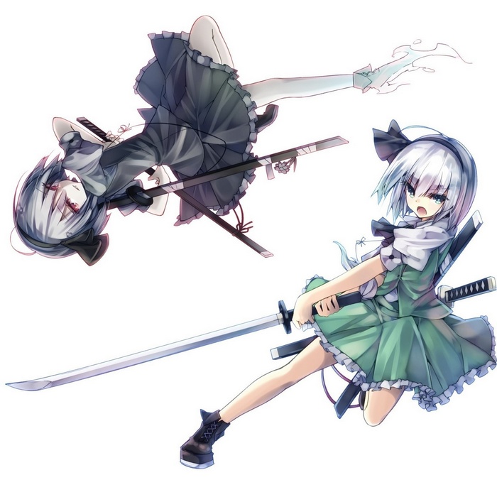 Konpaku Youmu from Touhou with swords