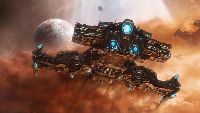 StarCraft II: Hyperion Spaceship in Space