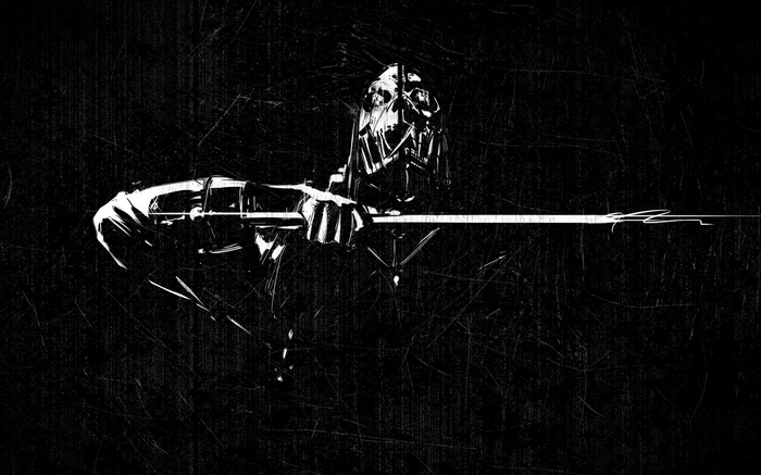 Corvo Attano from Dishonored holding a sword