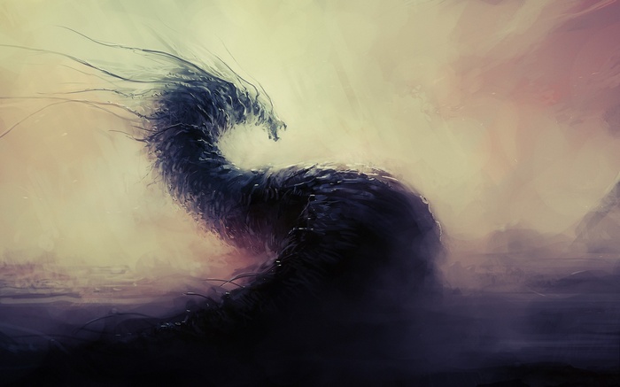 Fantasy art of a dark dragon