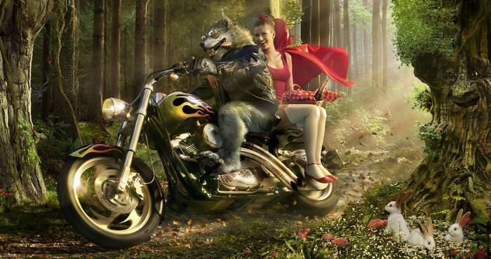 Little Red Riding Hood Fantasy Motorcycle Art
