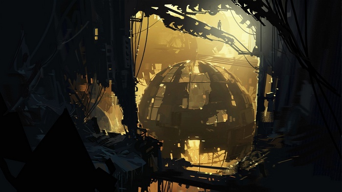 Science fiction artwork of a spherical structure