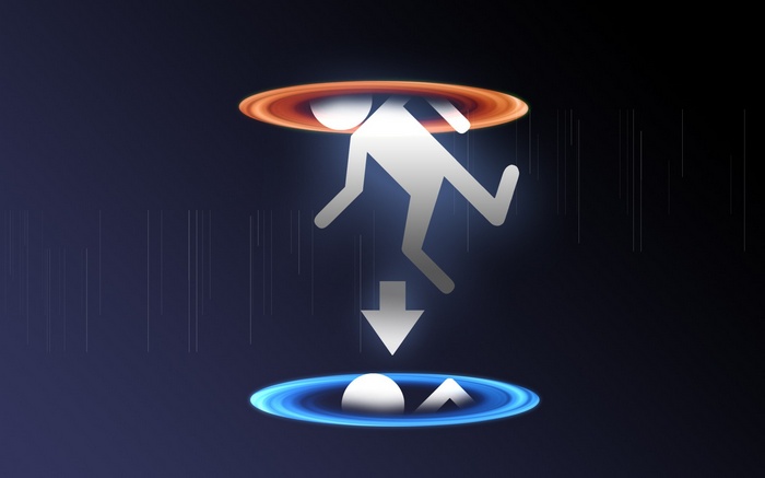 Portal game character falling through portals