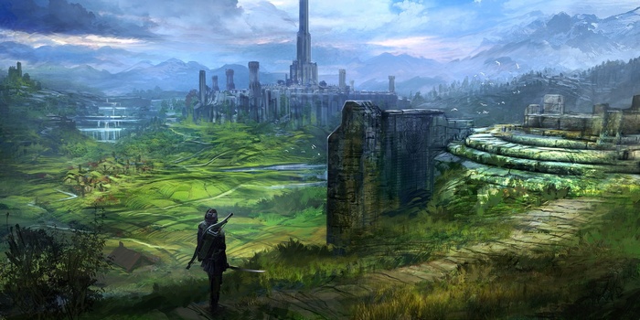 The Elder Scrolls IV: Oblivion Landscape with Warrior