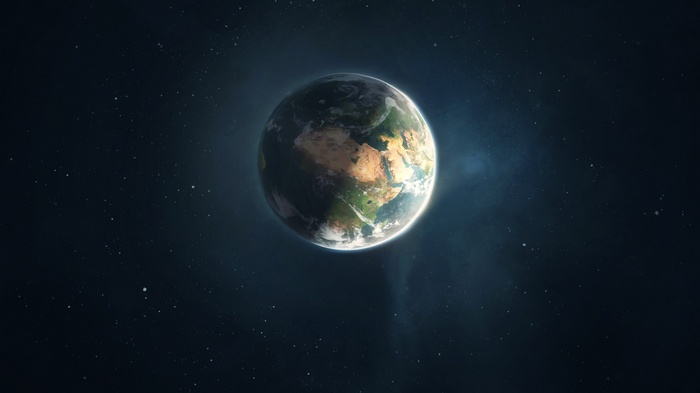 Earth seen from space with stars