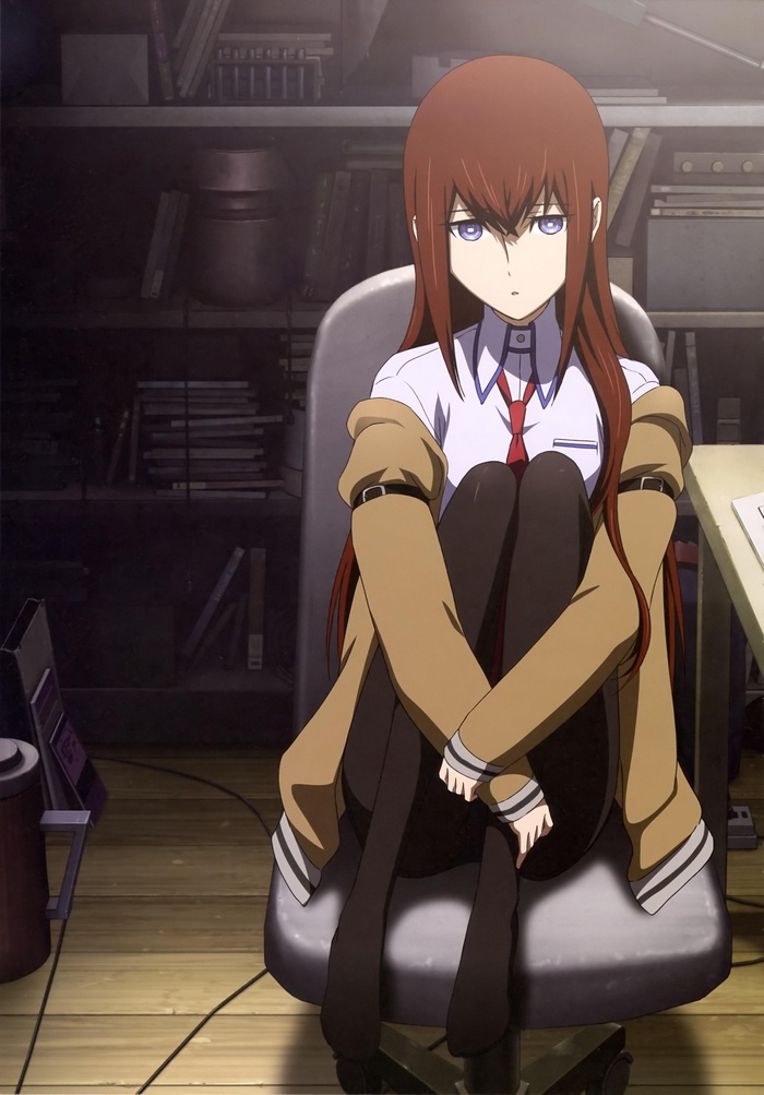 Makise Kurisu from Steins;Gate sitting in a chair