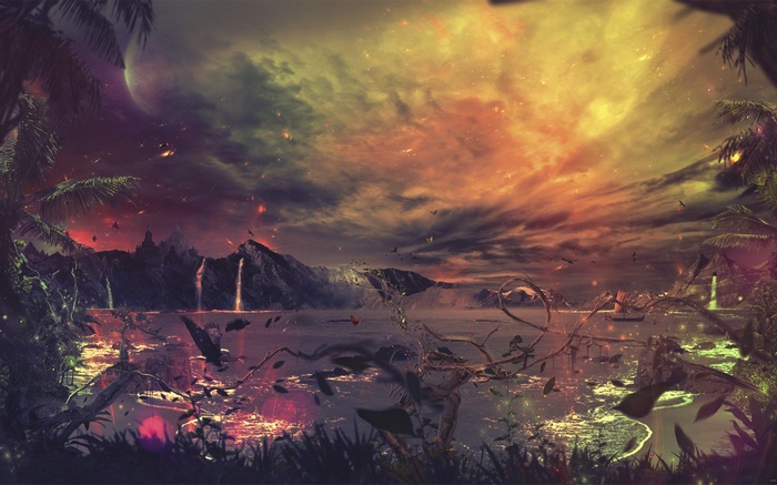 Fantasy digital art of a surreal landscape