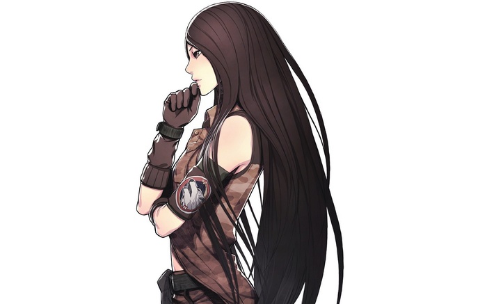 Advance Wars character with long hair and gloves