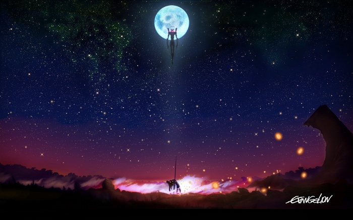 Neon Genesis Evangelion: Figure in front of the Moon