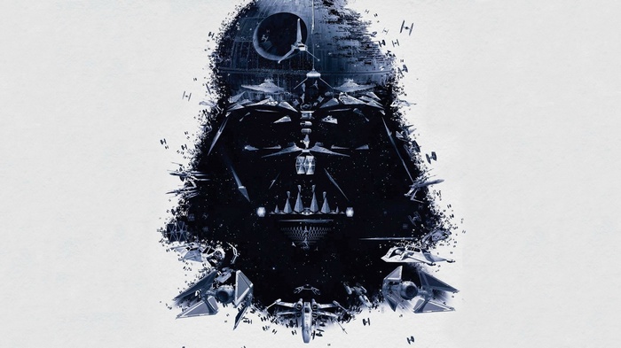 Star Wars Darth Vader artwork with spaceships